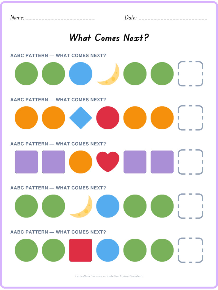 AABC pattern worksheet 37 for kids