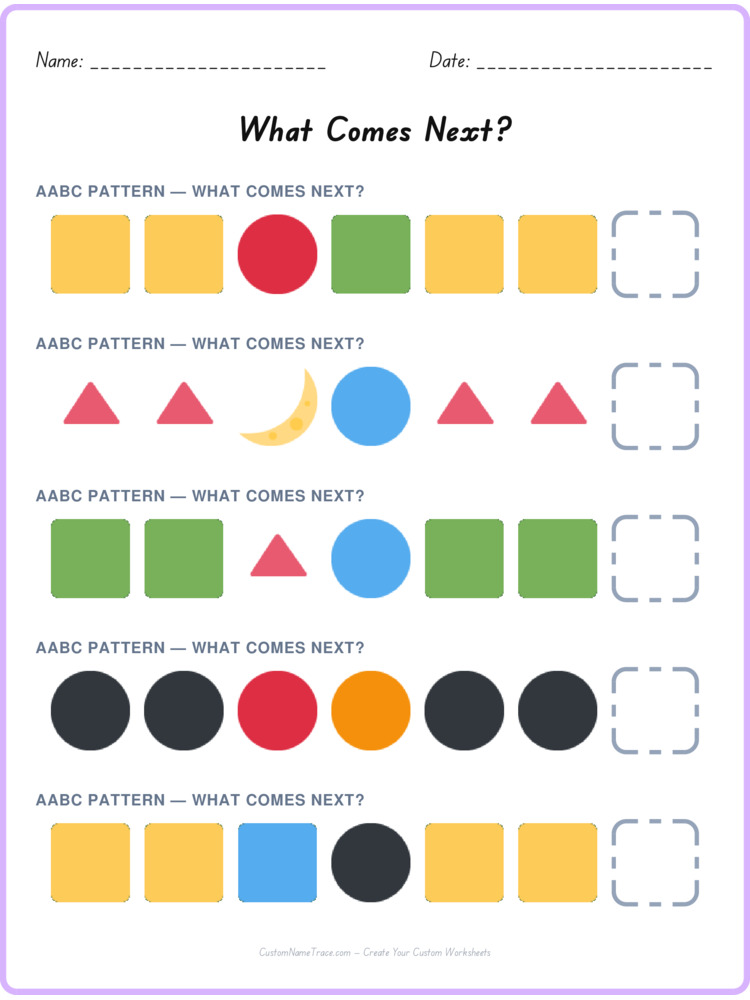 AABC pattern worksheet 38 for kids