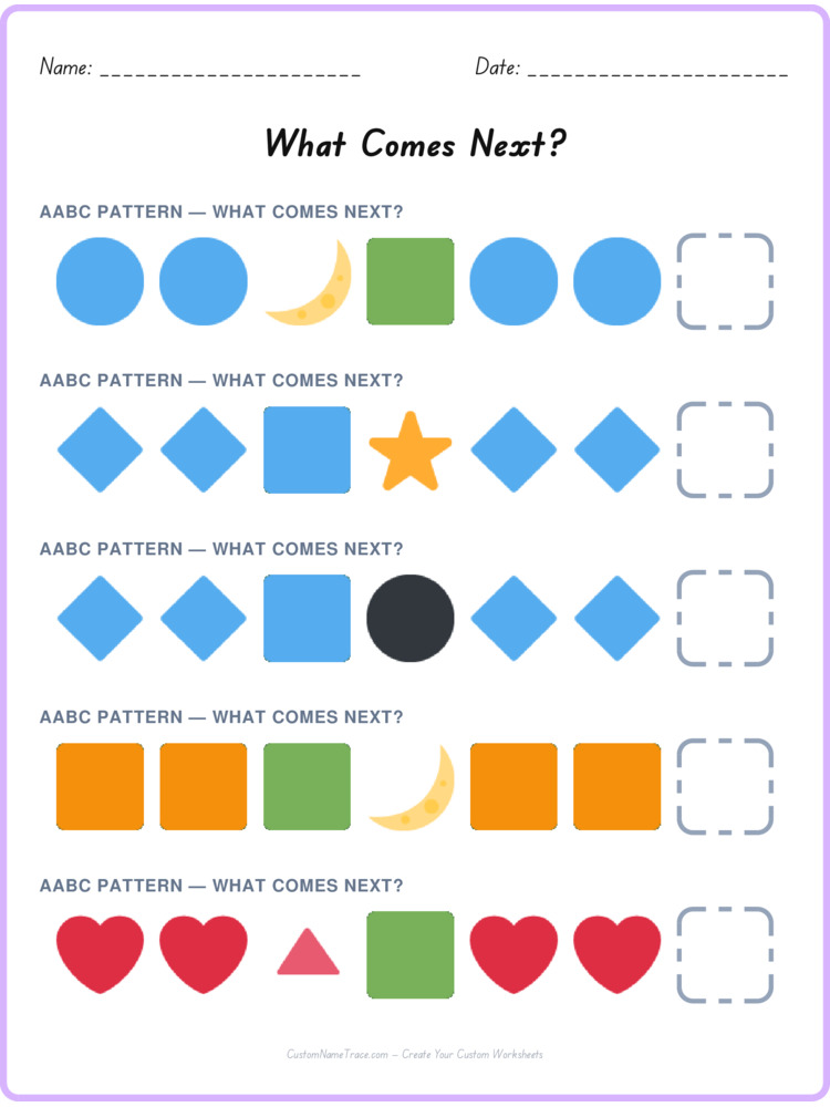 AABC pattern worksheet 39 for kids