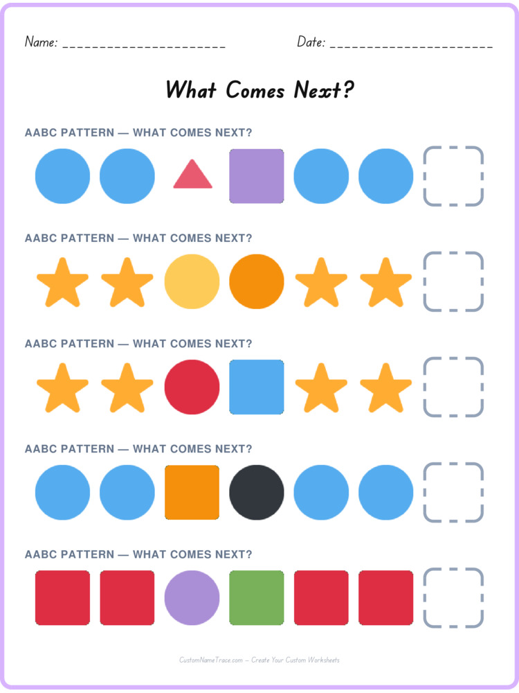 AABC pattern worksheet 40 for kids
