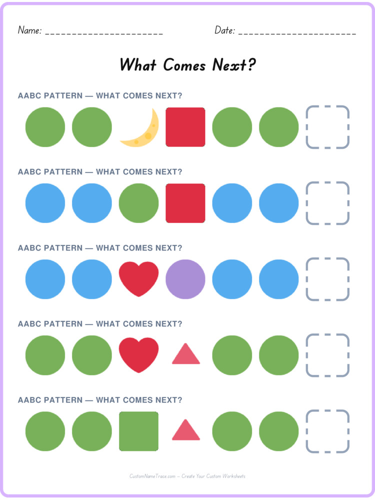 AABC pattern worksheet 8 for kids