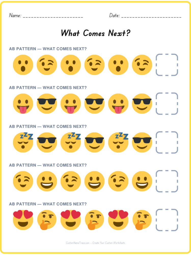 AB pattern worksheet 10 for kids