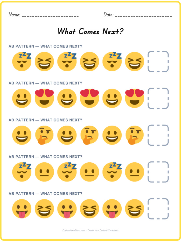 AB pattern worksheet 15 for kids