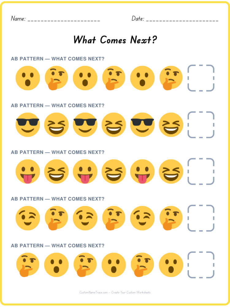 AB pattern worksheet 16 for kids