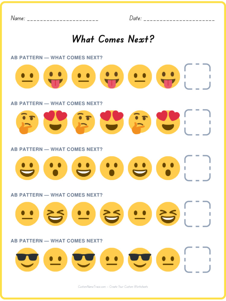 AB pattern worksheet 17 for kids