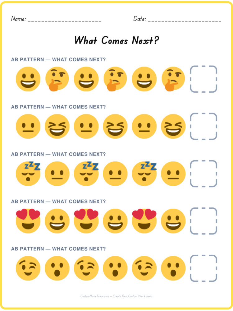 AB pattern worksheet 18 for kids