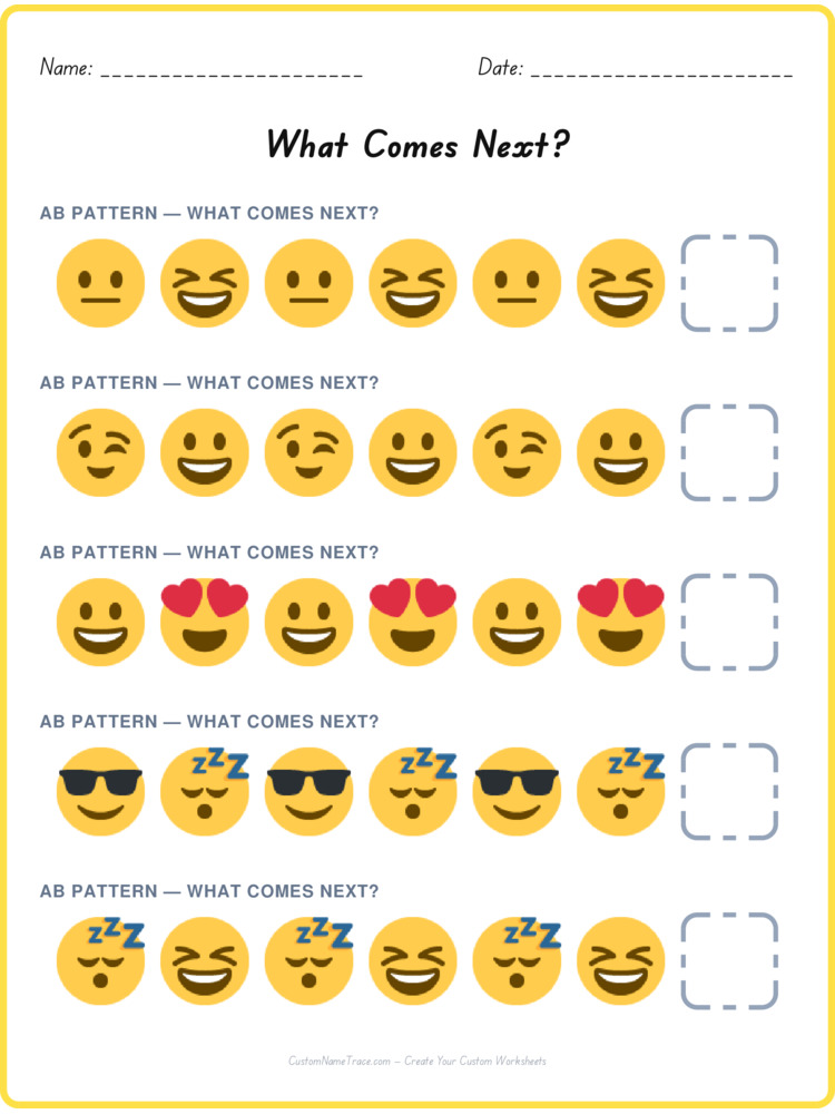 AB pattern worksheet 19 for kids