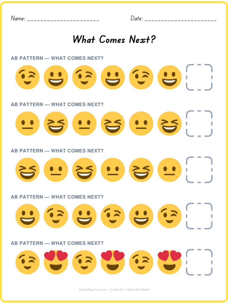 AB pattern worksheet 20 for kids