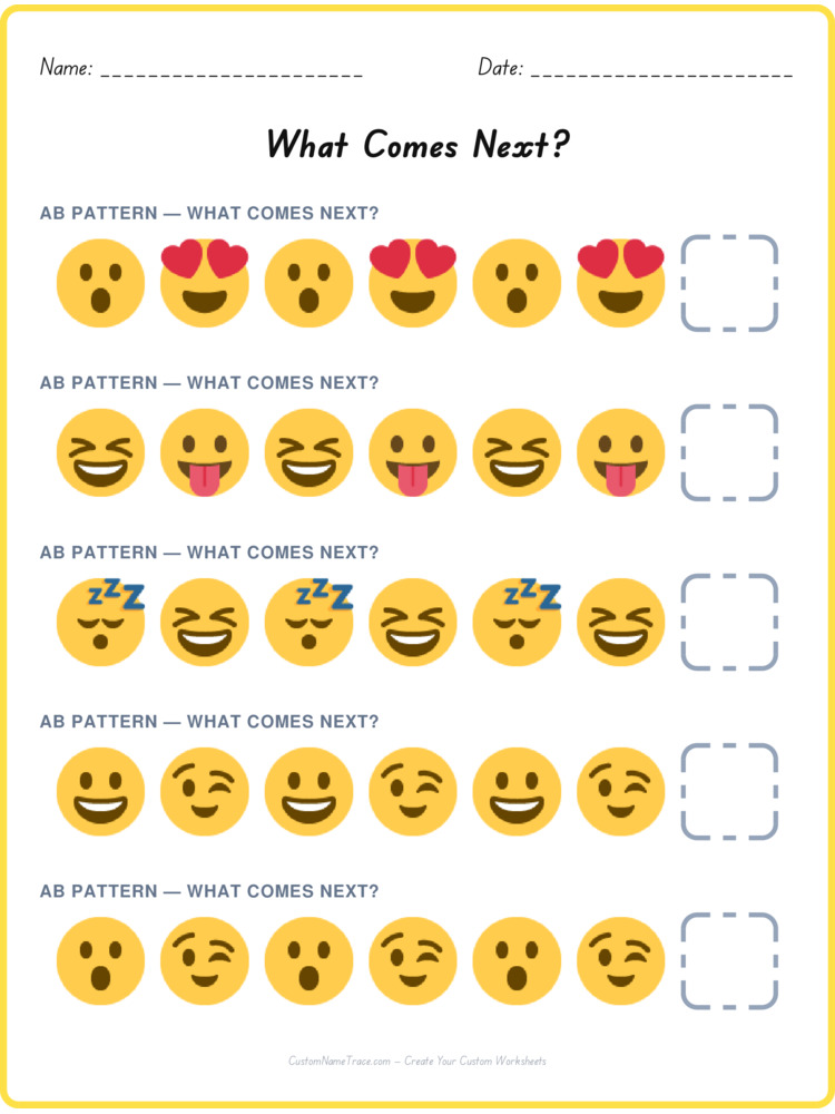 AB pattern worksheet 22 for kids