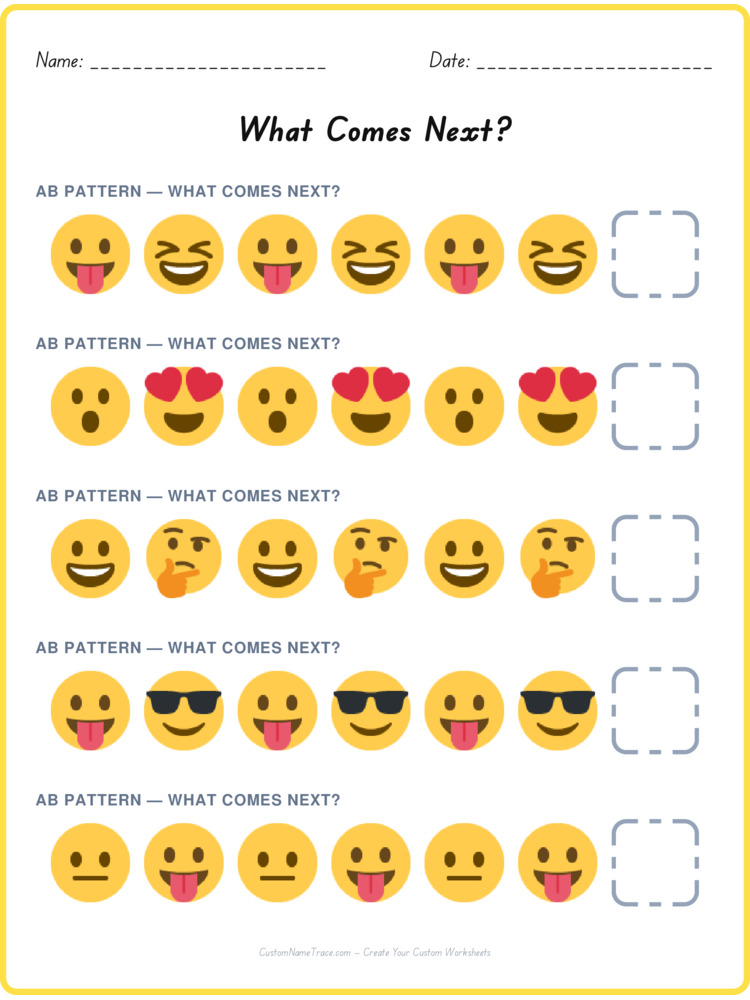 AB pattern worksheet 23 for kids