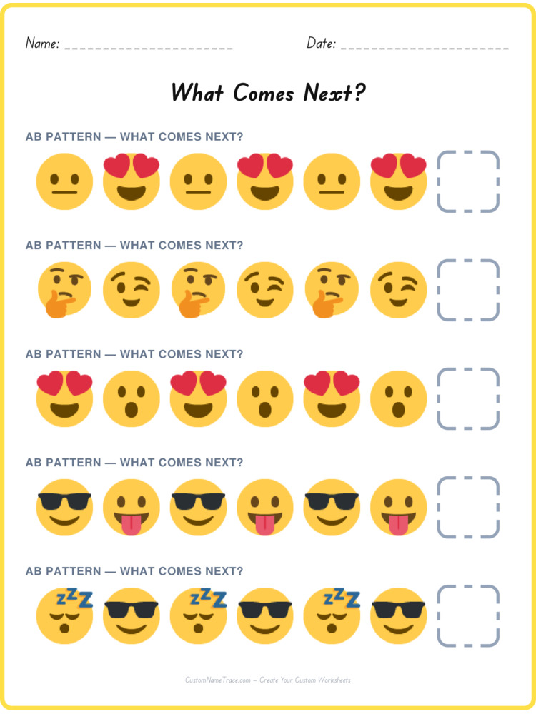 AB pattern worksheet 25 for kids