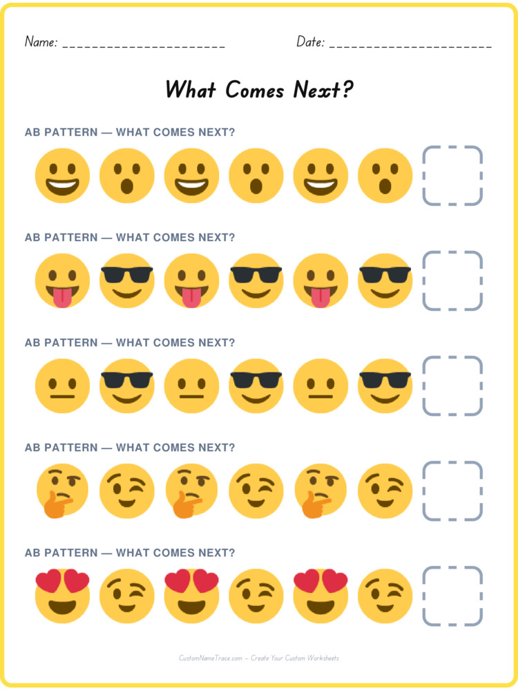 AB pattern worksheet 26 for kids