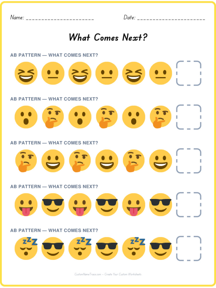 AB pattern worksheet 27 for kids