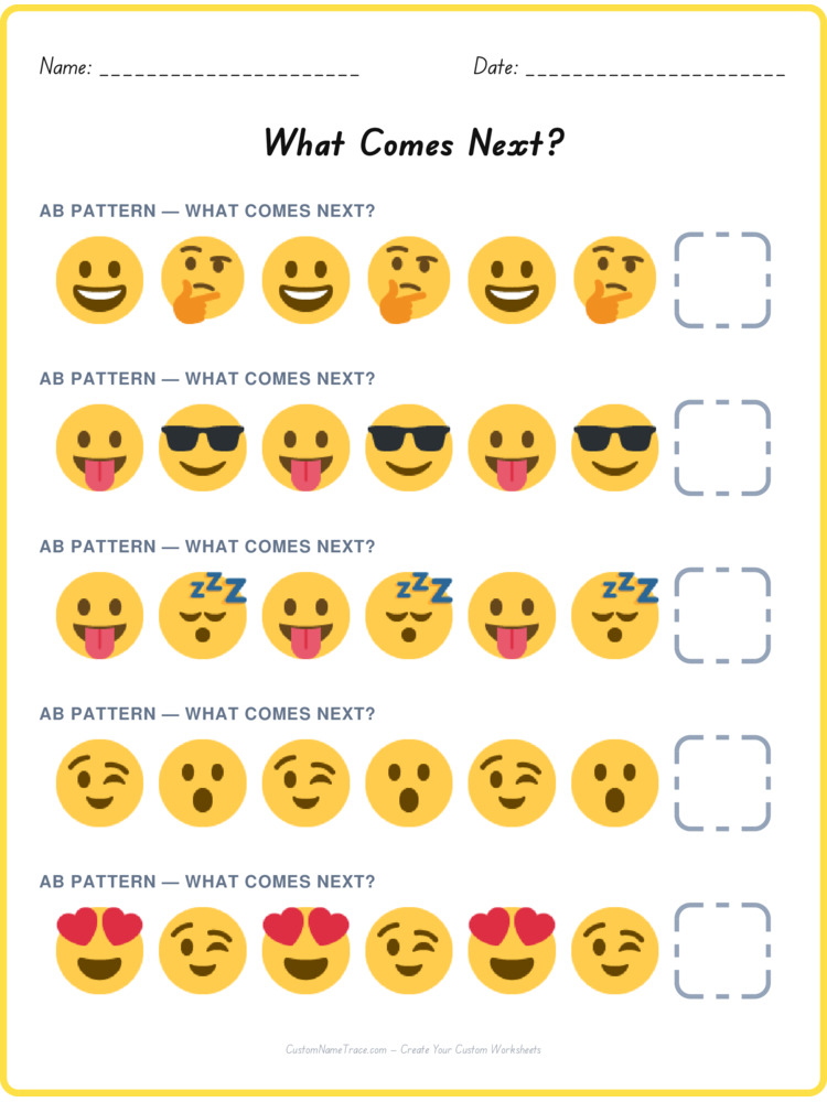 AB pattern worksheet 28 for kids