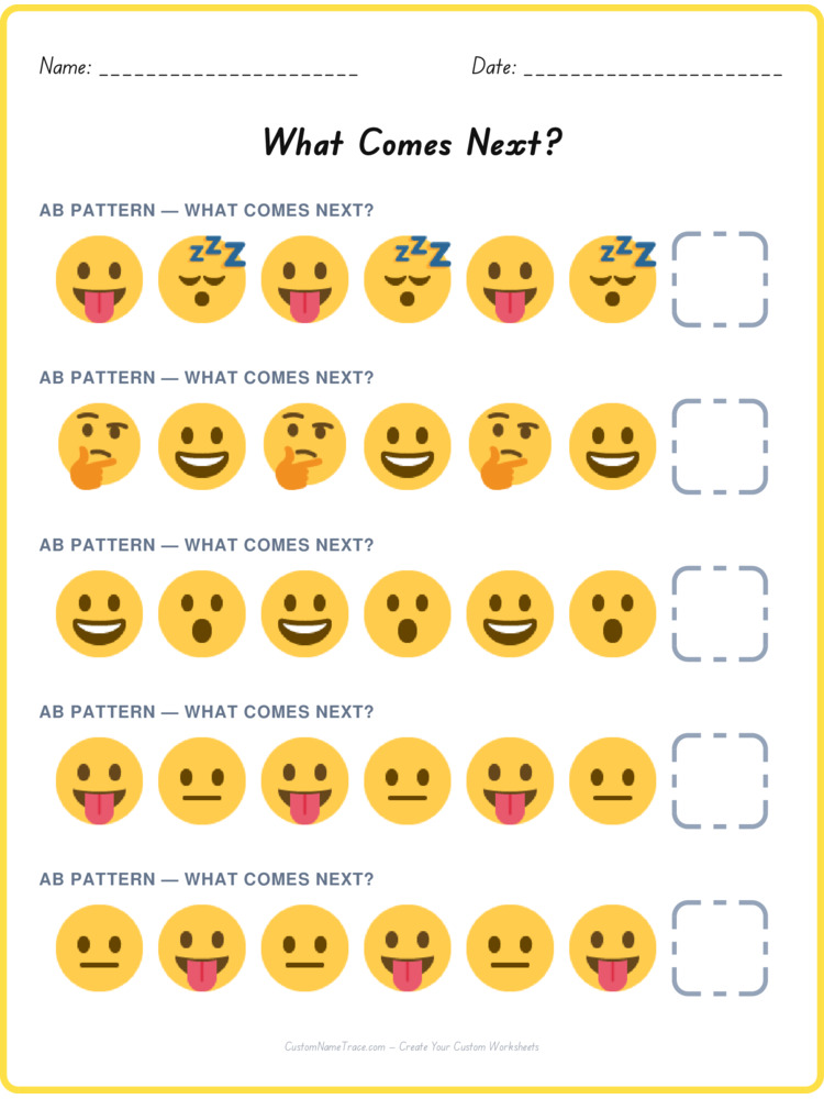 AB pattern worksheet 29 for kids