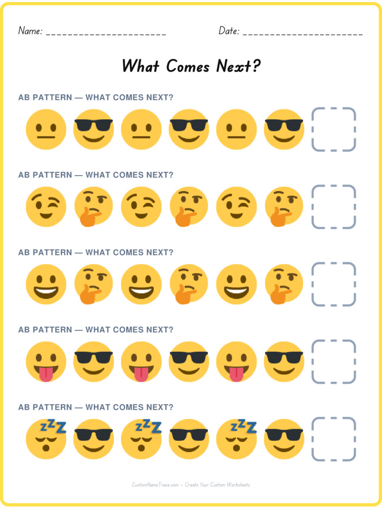 AB pattern worksheet 30 for kids