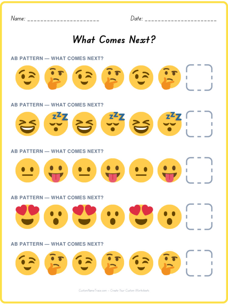 AB pattern worksheet 31 for kids