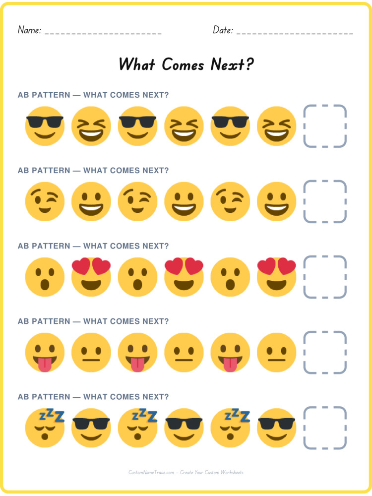 AB pattern worksheet 32 for kids