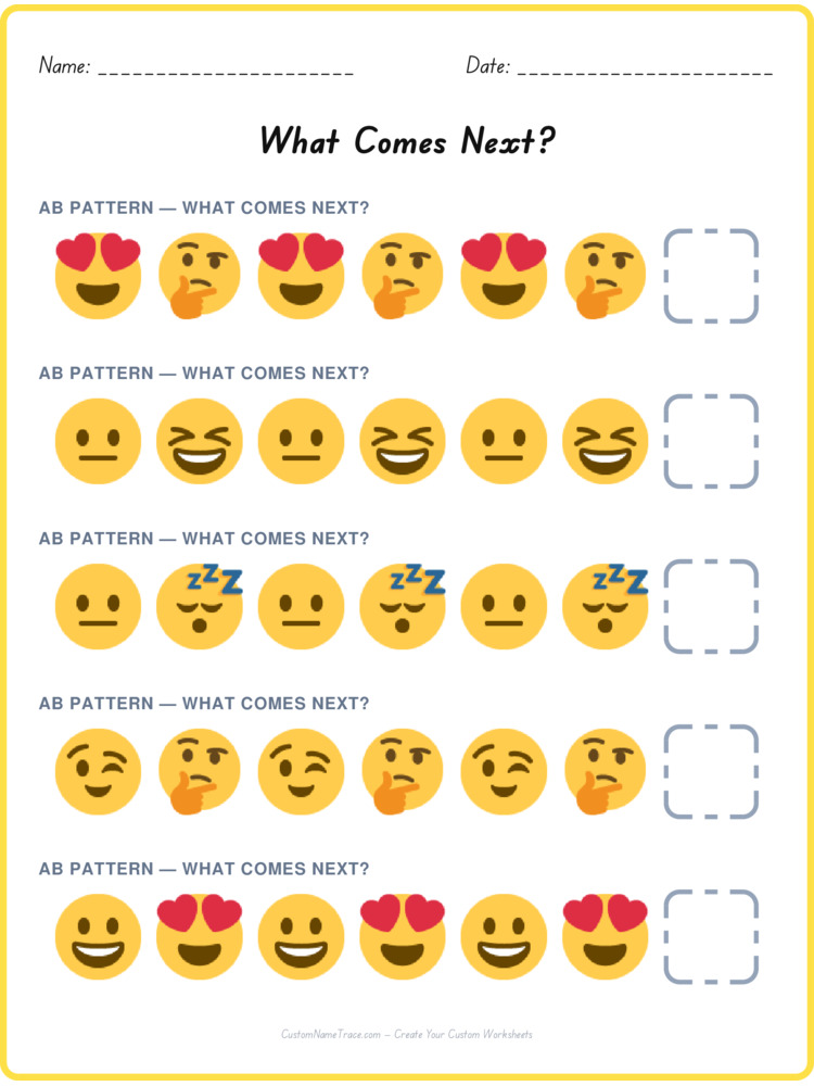 AB pattern worksheet 33 for kids