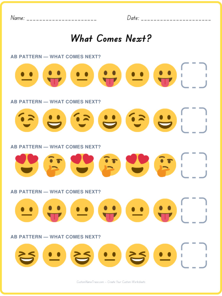 AB pattern worksheet 34 for kids