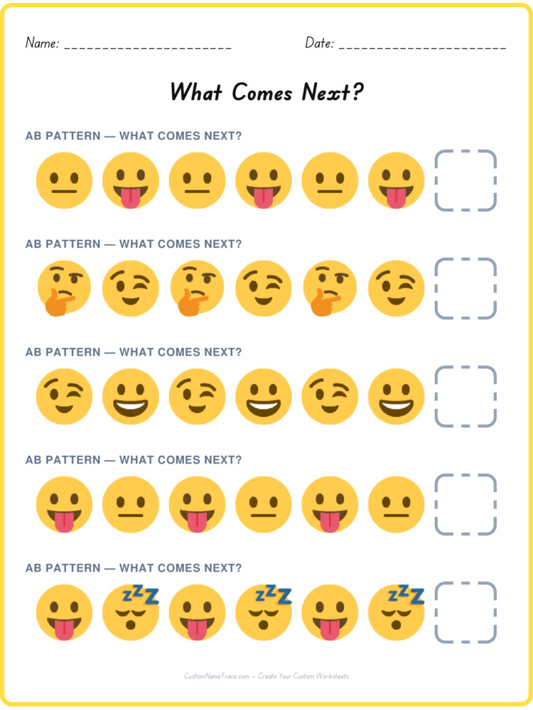 AB pattern worksheet 36 for kids