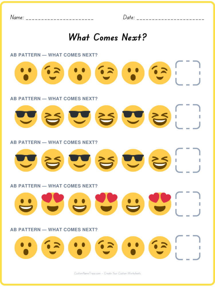 AB pattern worksheet 37 for kids
