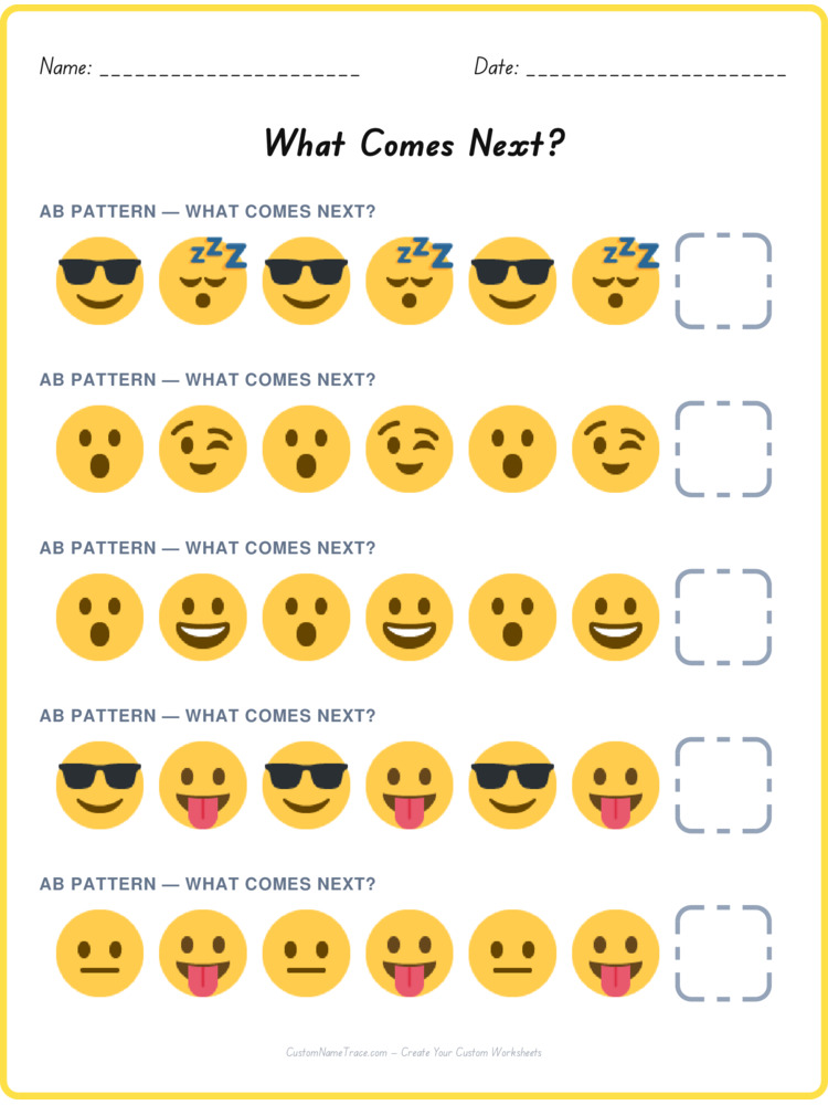 AB pattern worksheet 38 for kids