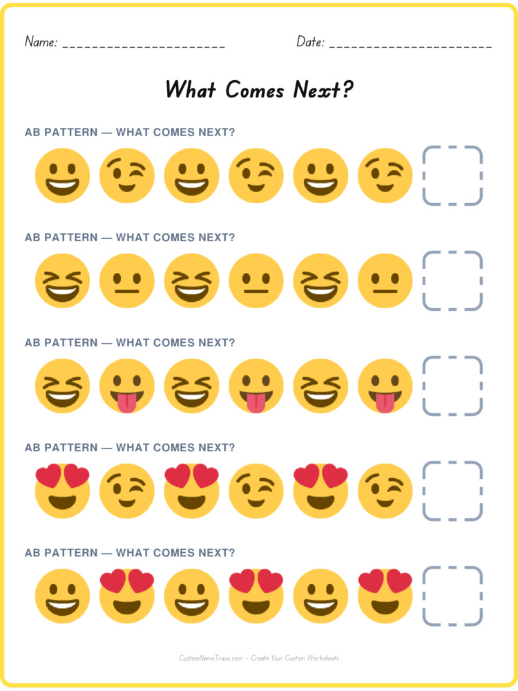 AB pattern worksheet 39 for kids