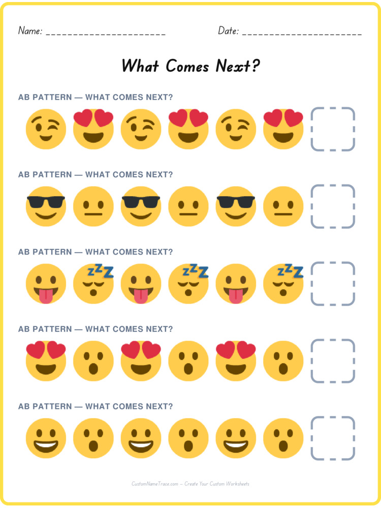AB pattern worksheet 40 for kids