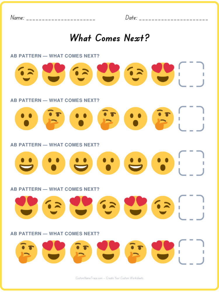 AB pattern worksheet 6 for kids
