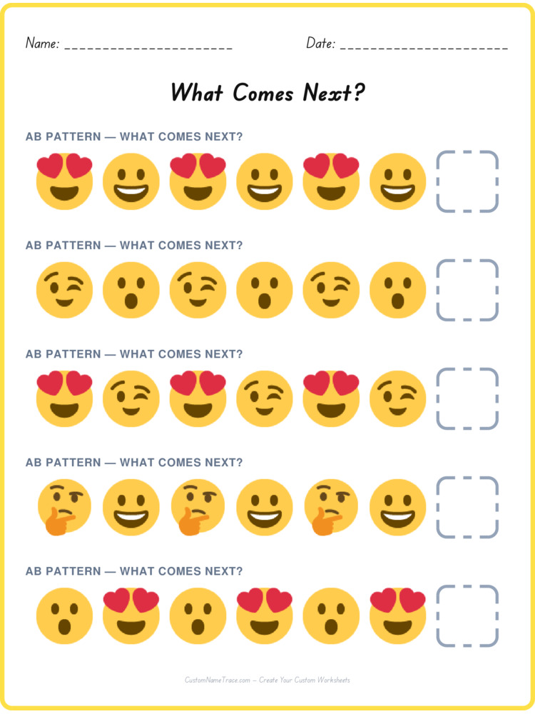 AB pattern worksheet 8 for kids