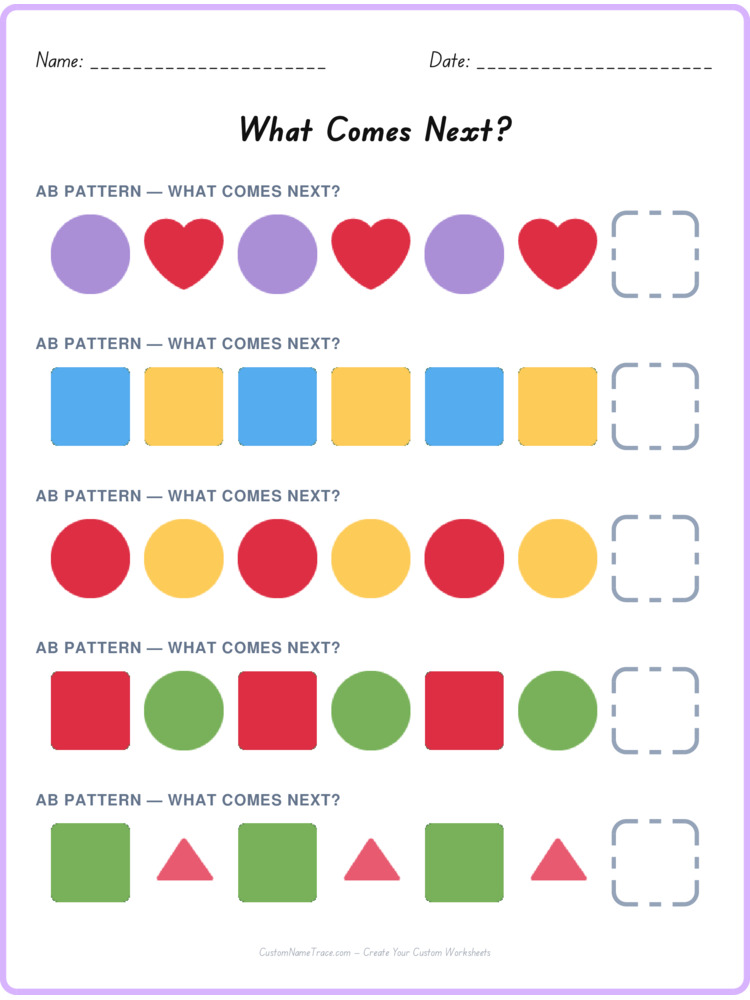 AB pattern worksheet 15 for kids