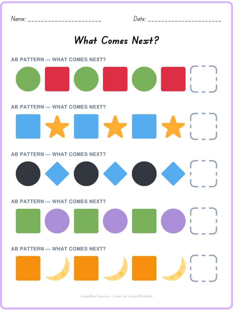 AB pattern worksheet 27 for kids