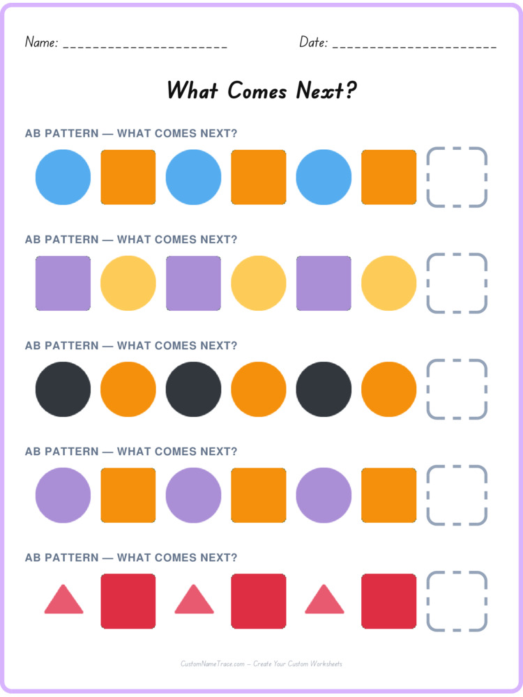 AB pattern worksheet 29 for kids