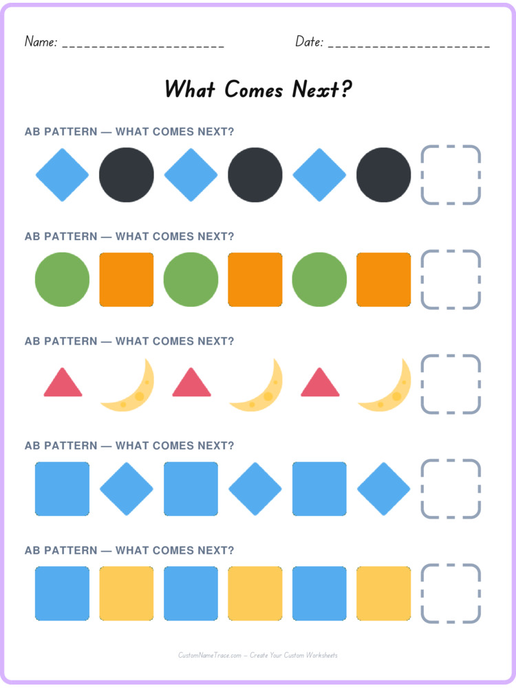 AB pattern worksheet 31 for kids
