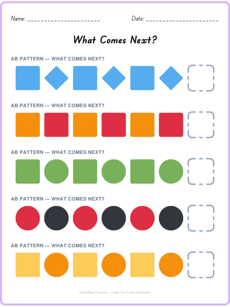 AB pattern worksheet 35 for kids