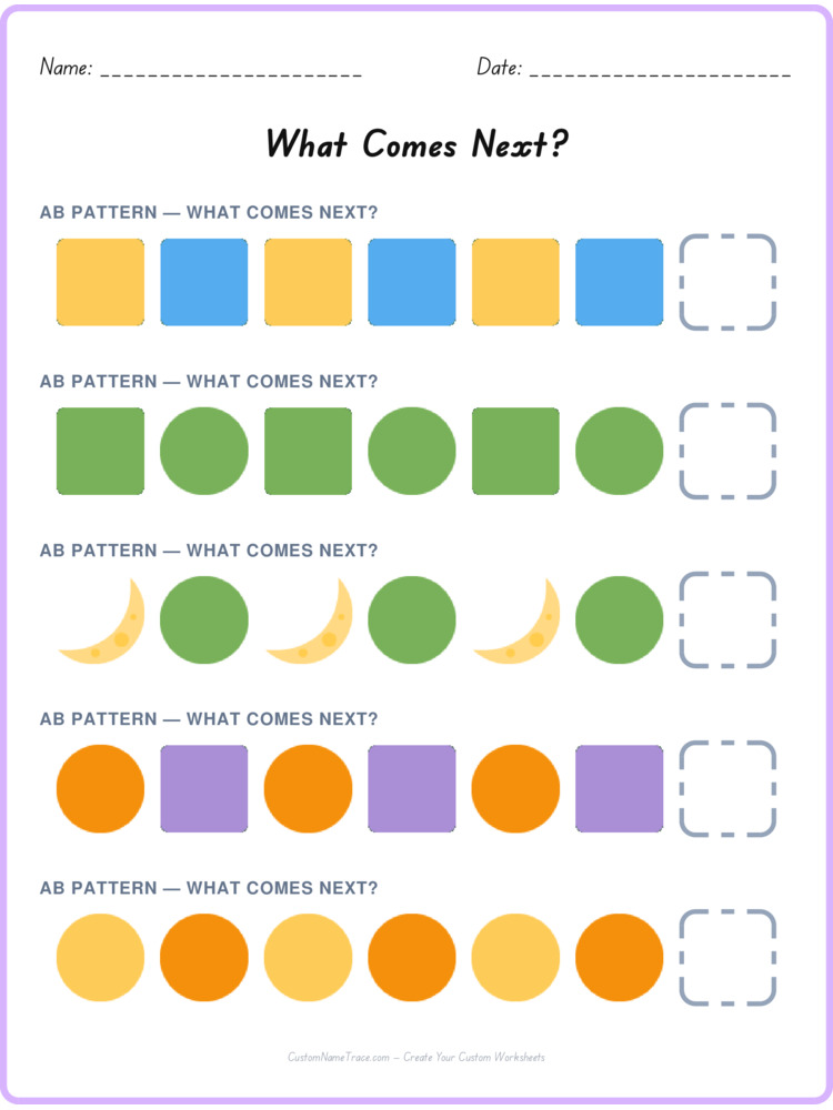 AB pattern worksheet 37 for kids