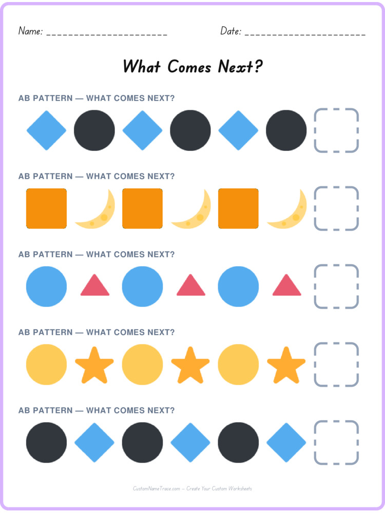 AB pattern worksheet 39 for kids