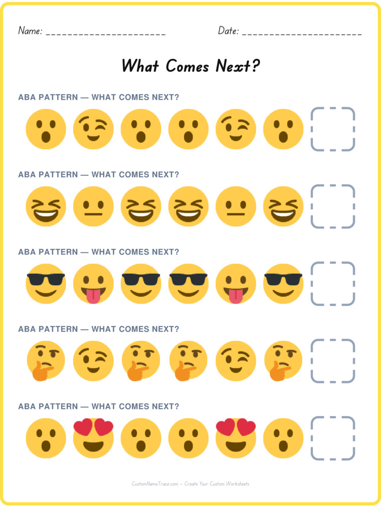 ABA pattern worksheet 14 for kids