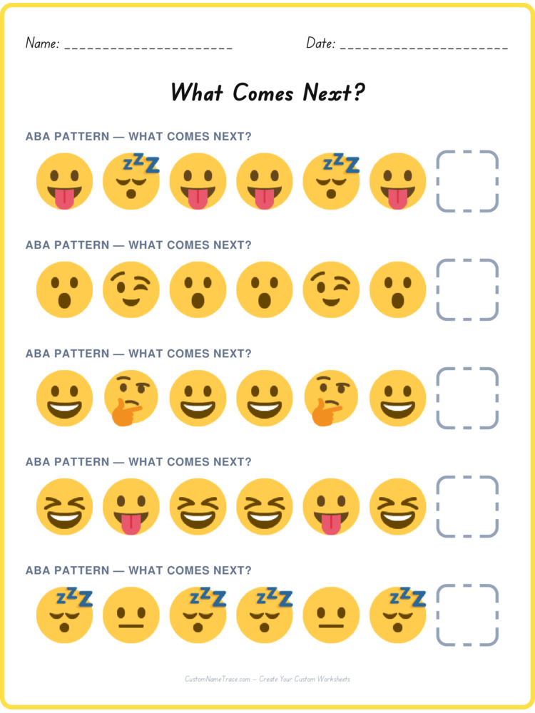 ABA pattern worksheet 15 for kids