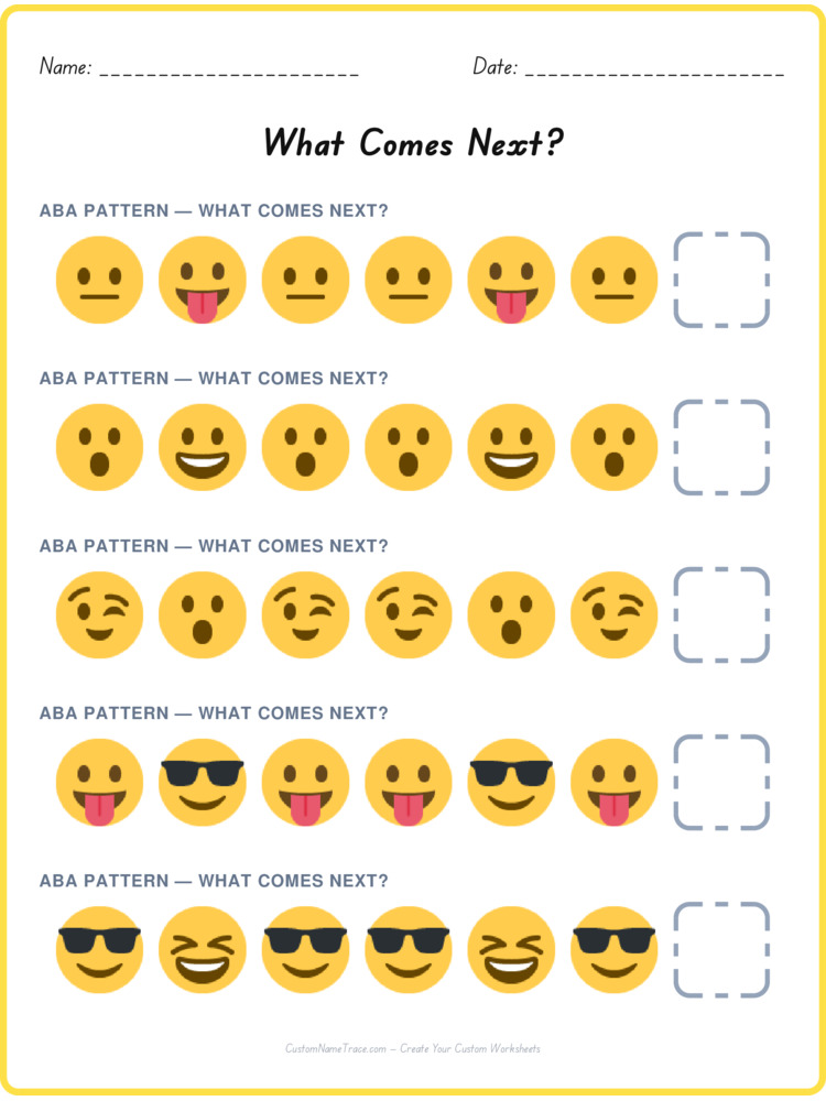 ABA pattern worksheet 17 for kids