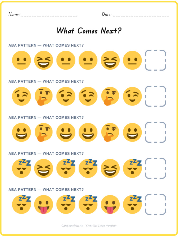 ABA pattern worksheet 23 for kids