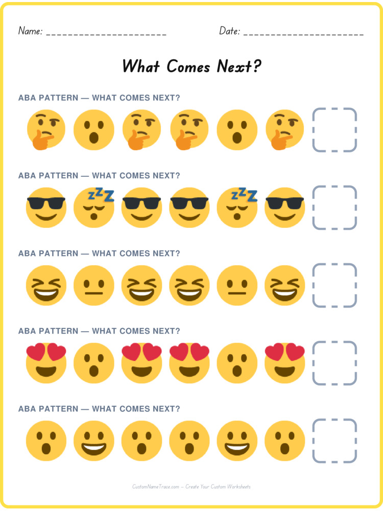 ABA pattern worksheet 24 for kids