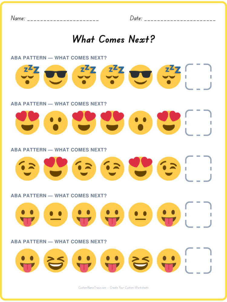 ABA pattern worksheet 25 for kids