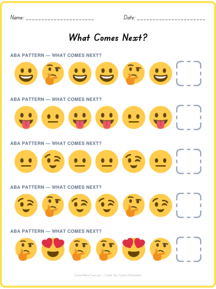 ABA pattern worksheet 28 for kids