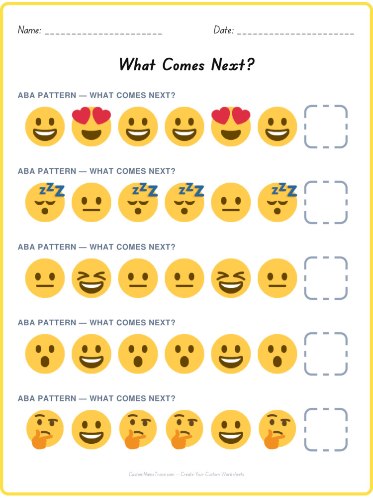 ABA pattern worksheet 31 for kids