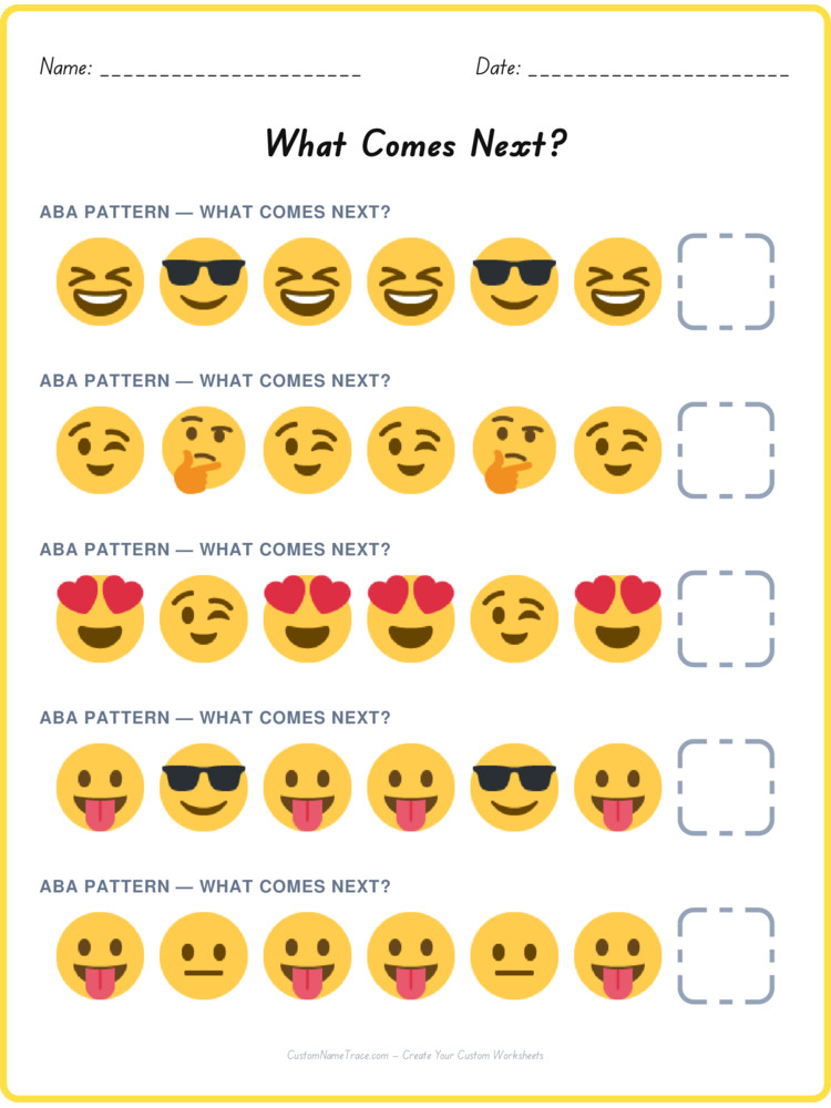 ABA pattern worksheet 32 for kids
