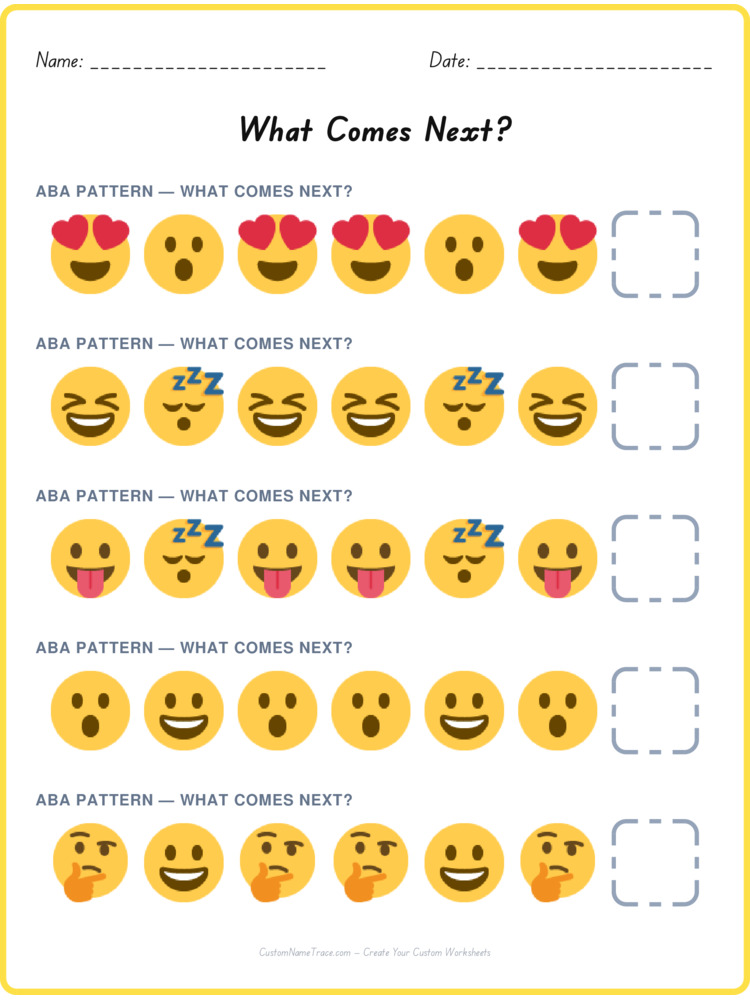 ABA pattern worksheet 35 for kids