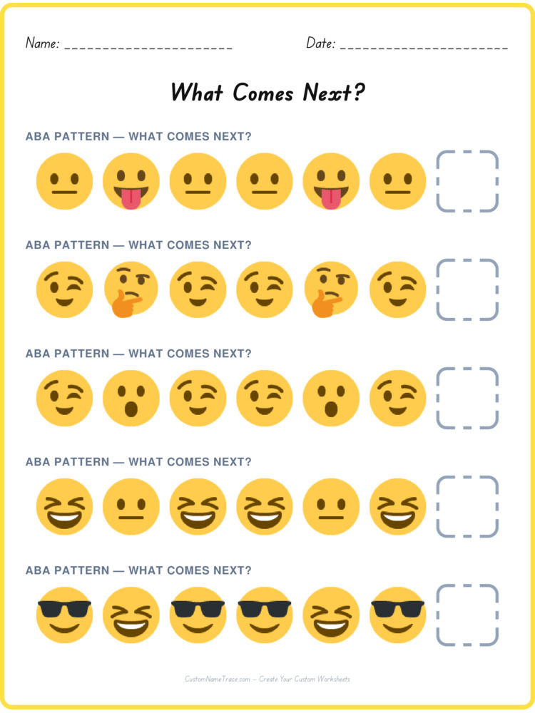 ABA pattern worksheet 36 for kids
