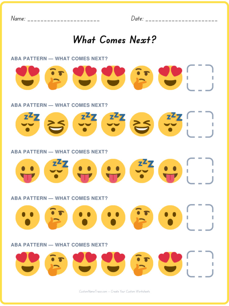 ABA pattern worksheet 37 for kids